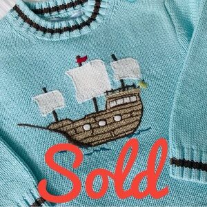 NWT SCARCE Janie & Jack Baby Boy 12-18 Treasure Explorer Pirate Ship Sweater